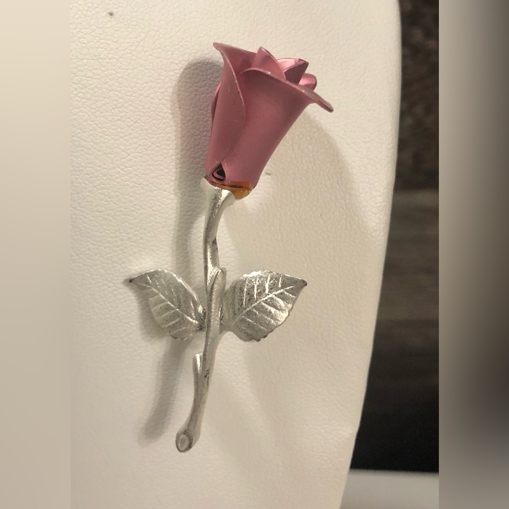 Vintage Silver Plated Rose Brooch